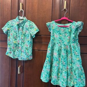 Matching Green Kids' Dress and Shirt Set